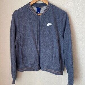 Nike Blue Full Zip Crewneck Sweatshirt Jacket - Size M - EUC